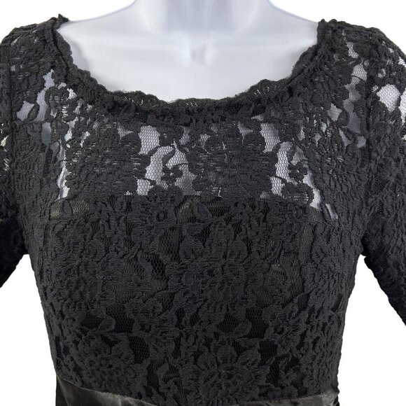 Ever Pretty Black Lace Satin Maxi Evening Gown Dress 8 Fairy Goth Minimalistic - Picture 4 of 16